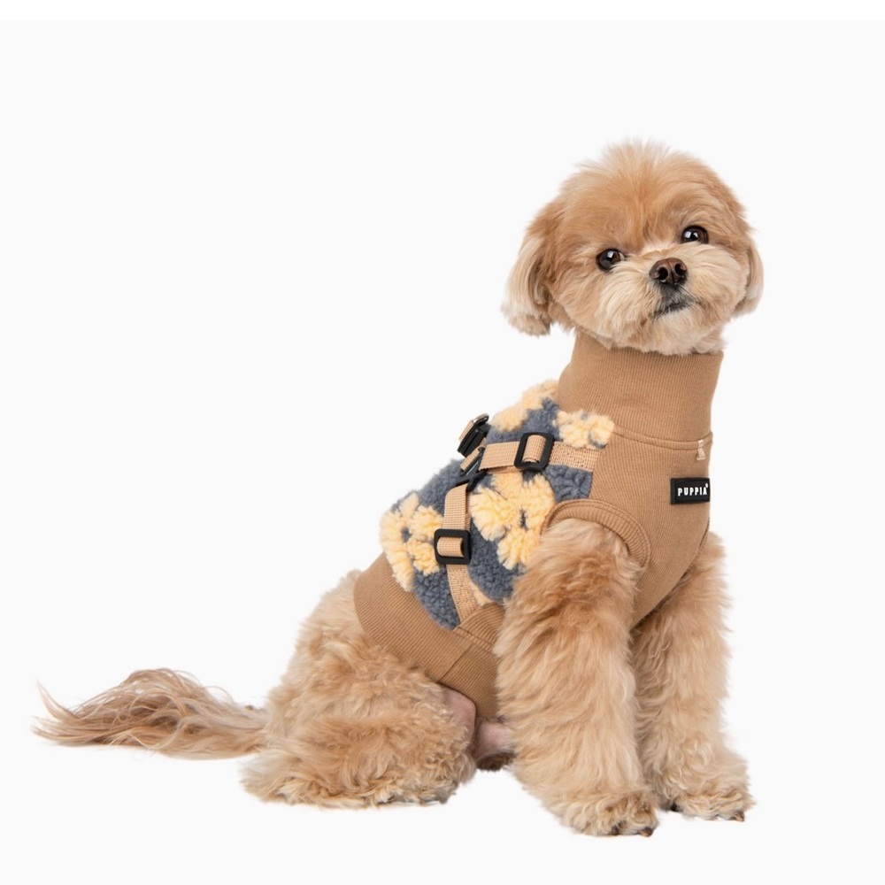 PUPPIA Ren Tan and Grey Harness Sweater, New w/o tags, medium